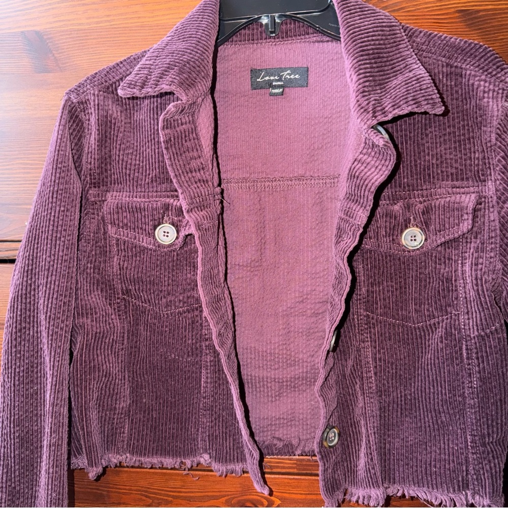 Love Tree Raw Hem Corduroy Jacket - Picture 3 of 7